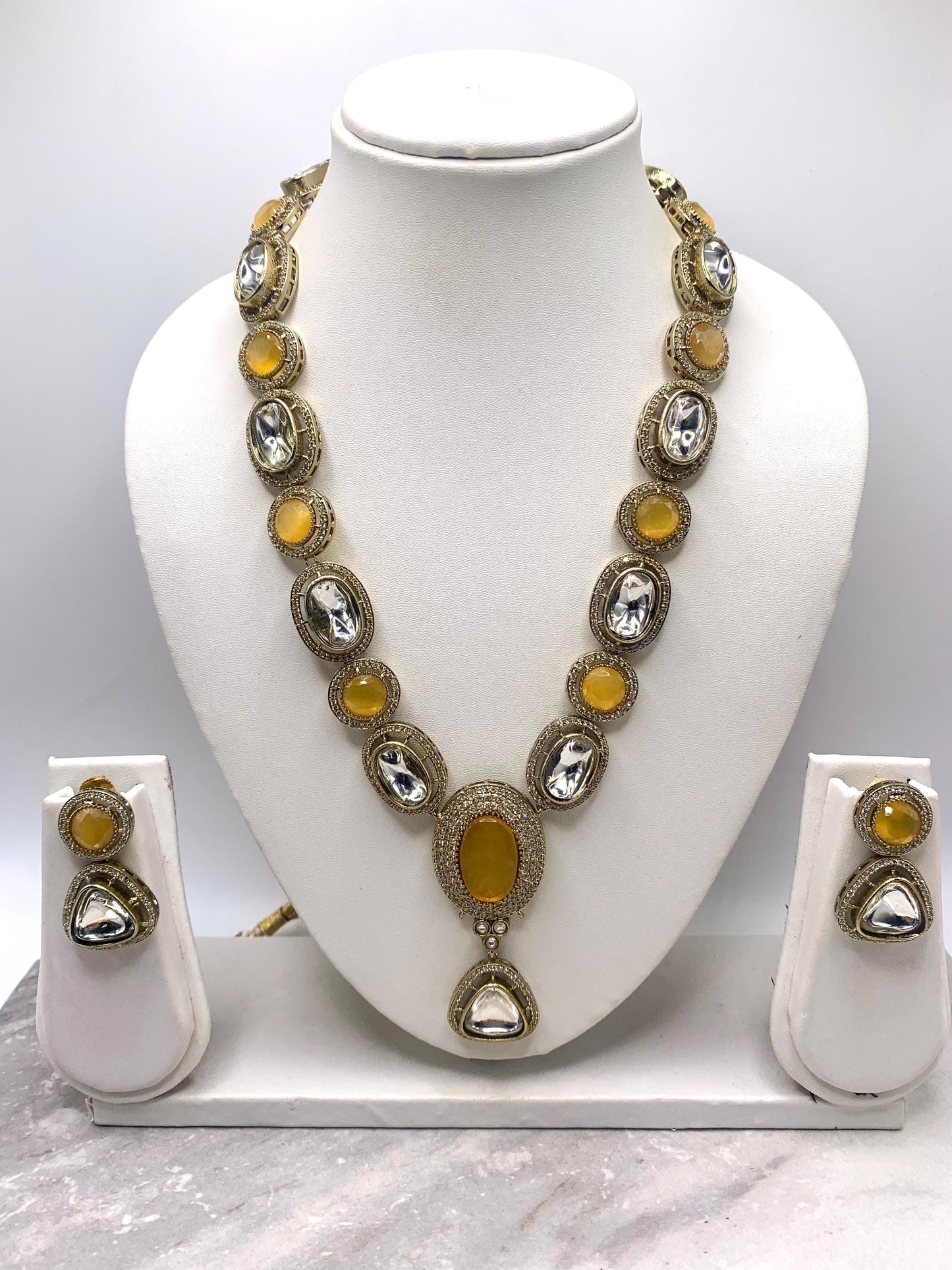 Sabyasachi inspired necklace with kundan work and earrings
