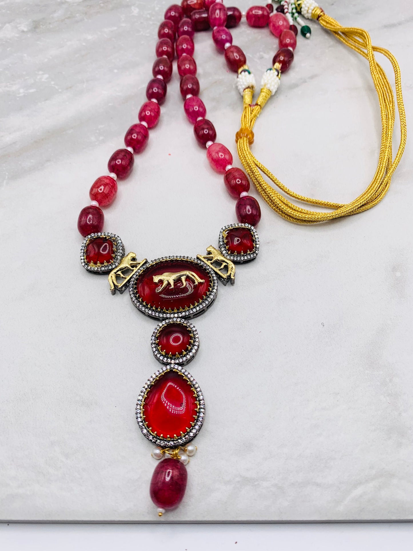 Sabyasachi inspired necklace, Hydro beads with earrings