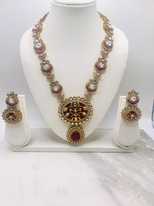 Sabyasachi inspired necklace with moissanite polki kundan, meenakari work and earrings