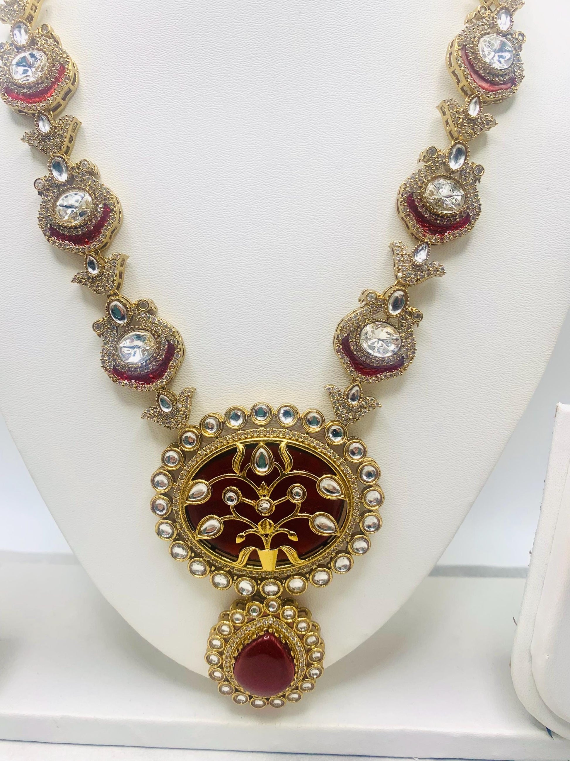 Sabyasachi inspired necklace with moissanite polki kundan, meenakari work and earrings