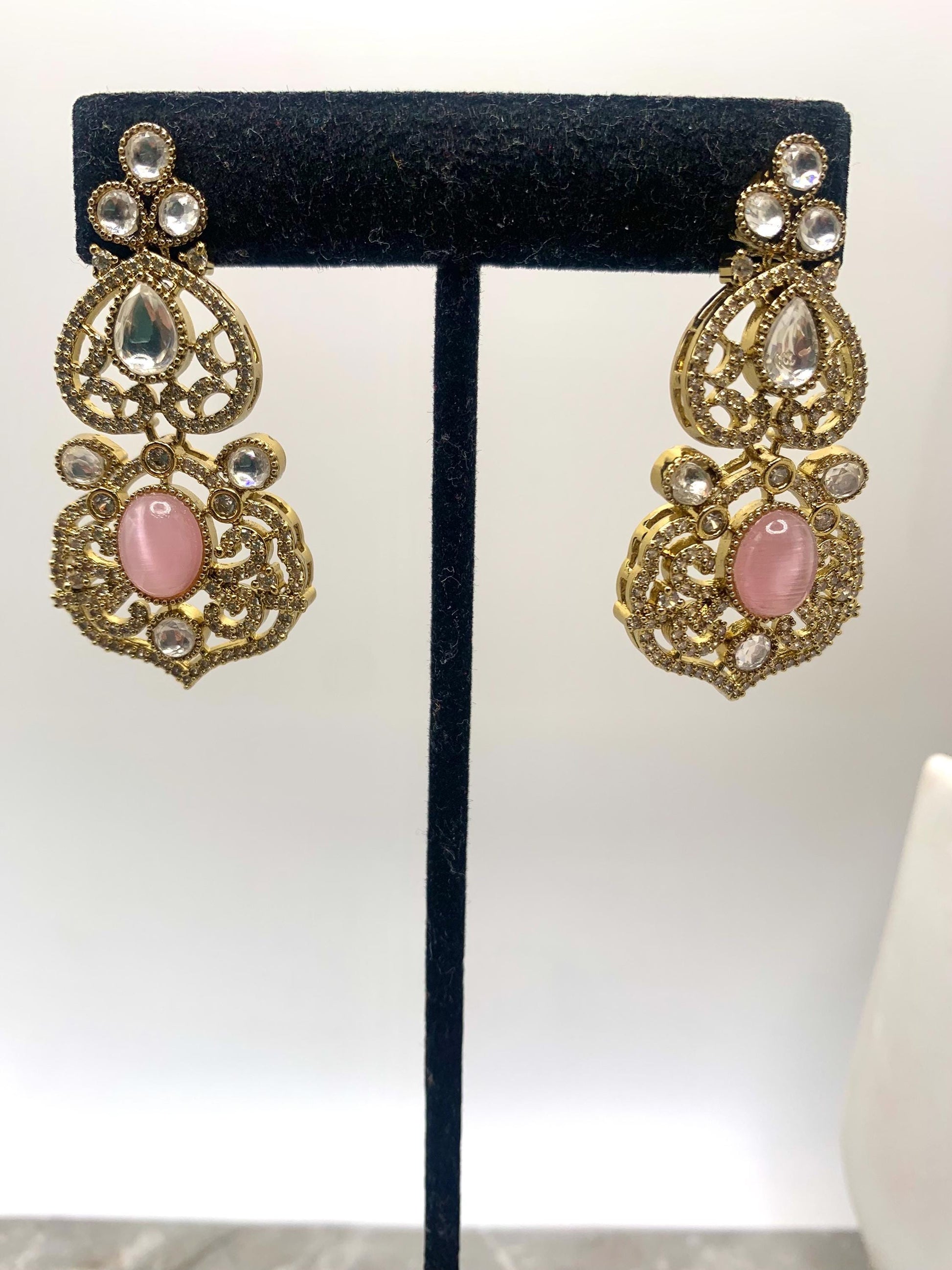 Sabyasachi inspired necklace studded with semi precious stone and moissanite polki and earrings