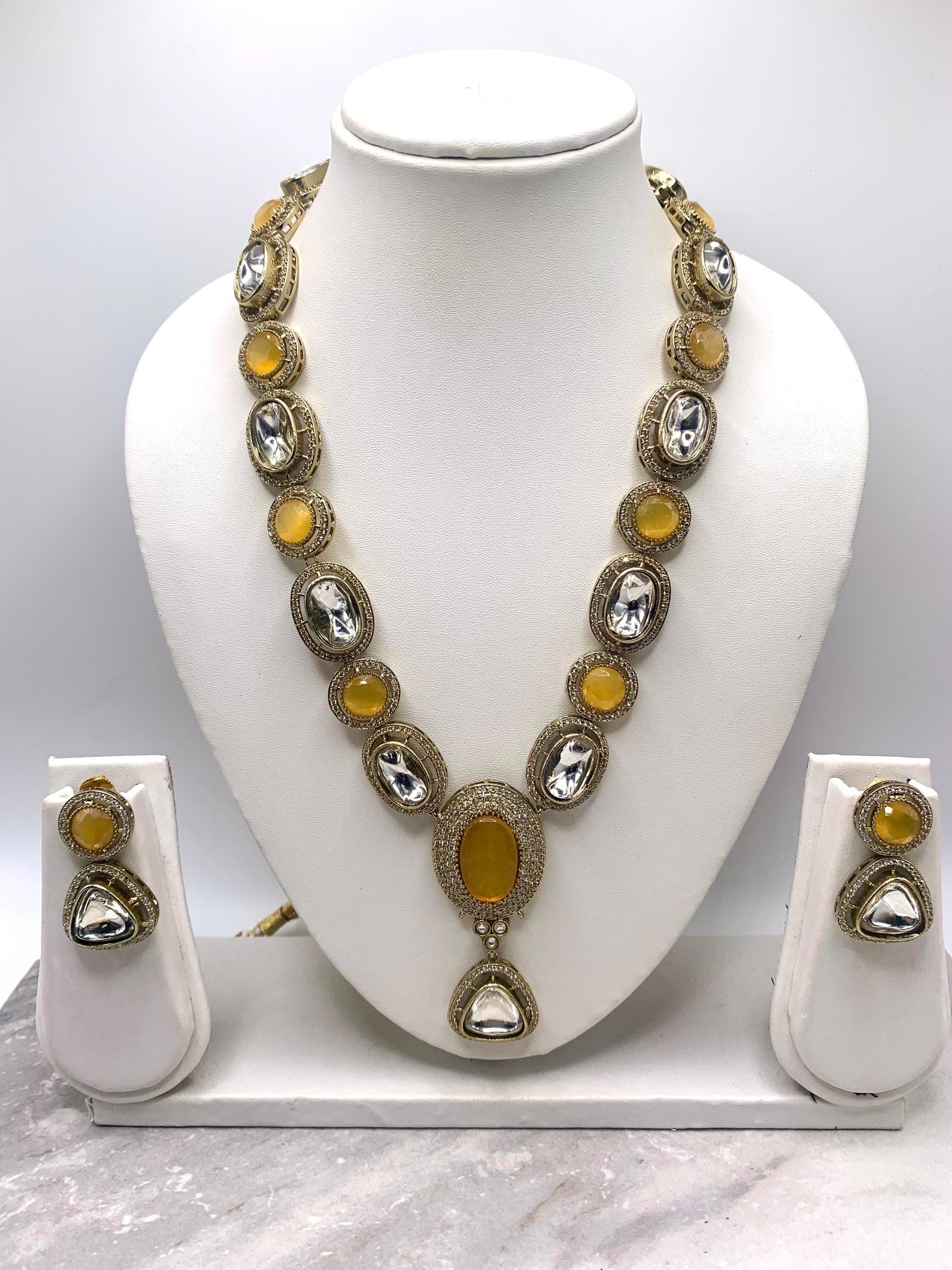 Sabyasachi inspired necklace with kundan work and earrings