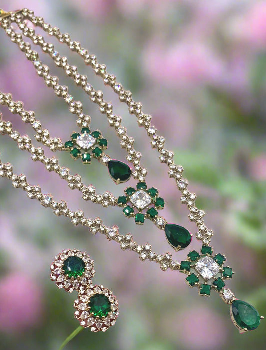 Nita Ambani inspired AD emerald stone jewelry