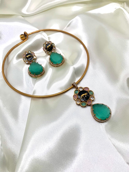 Sabyasachi inspired necklace and earrings/minimalist jewelry/fusion jewelry/Sabyasachi statement piece jewelry/vintage