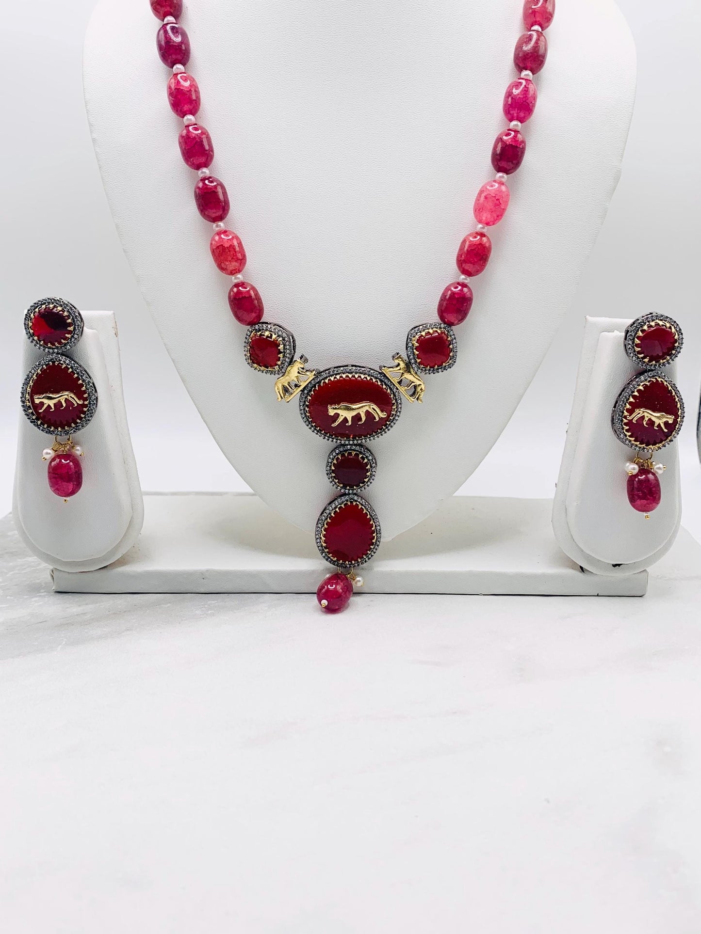 Sabyasachi inspired necklace, Hydro beads with earrings