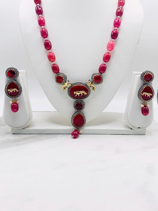 Sabyasachi inspired necklace, Hydro beads with earrings