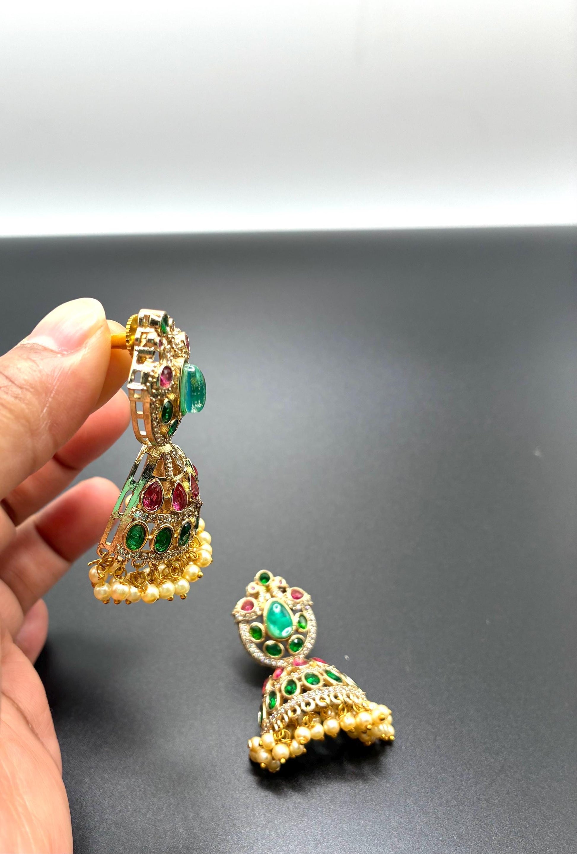 Sabyasachi inspired Nabaratan necklace with earrings/jadau necklace/semi precious stone/Doublet stone/Victorian necklace/Navaratan