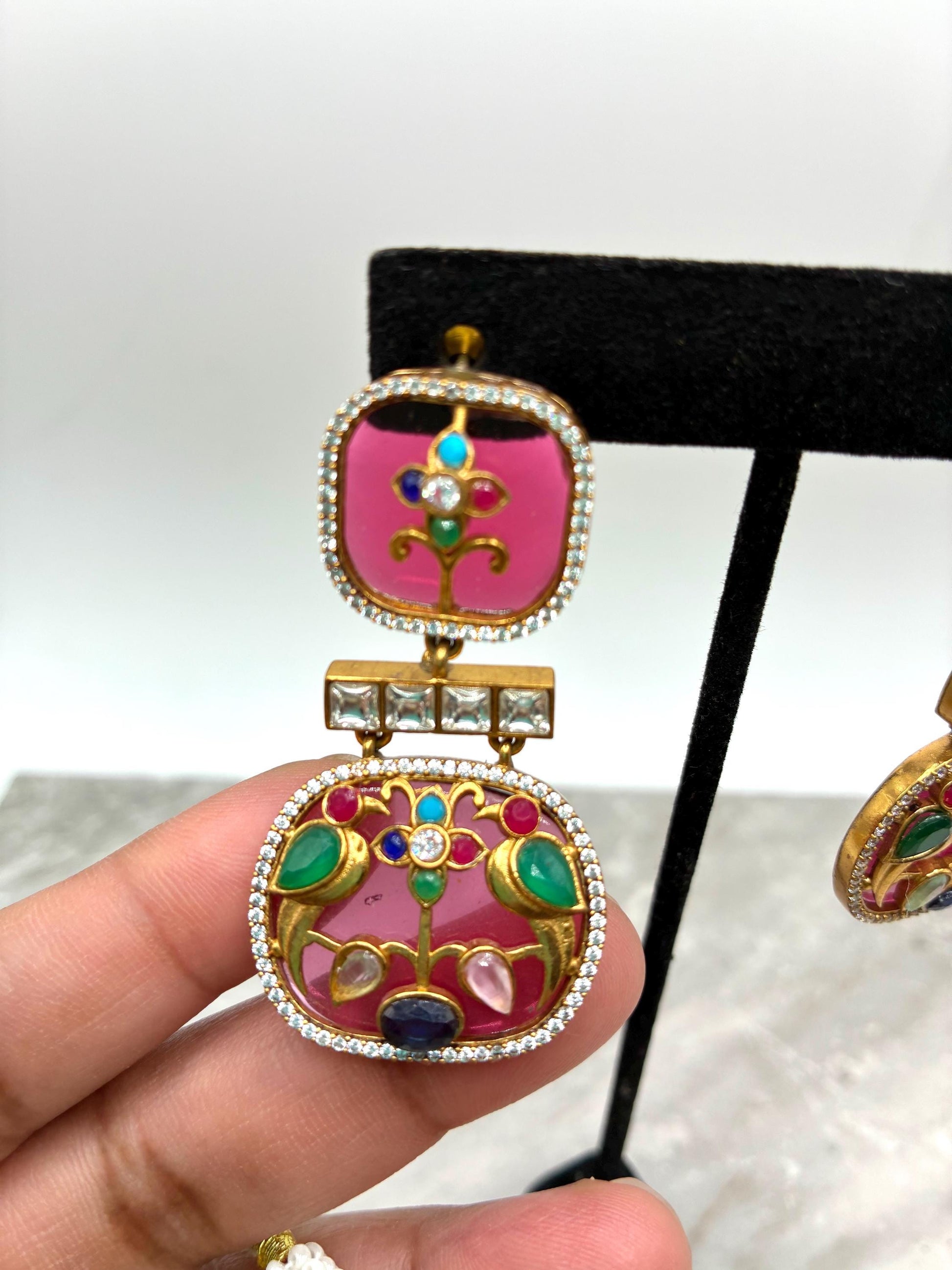 Sabyasachi inspired Navaratan choker necklace with meenakari work and earrings/Navaratan/doublet stone/kundan work